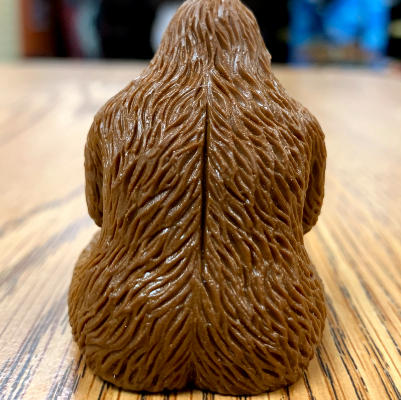 Meditating bigfoot from behind. Visible booty crack