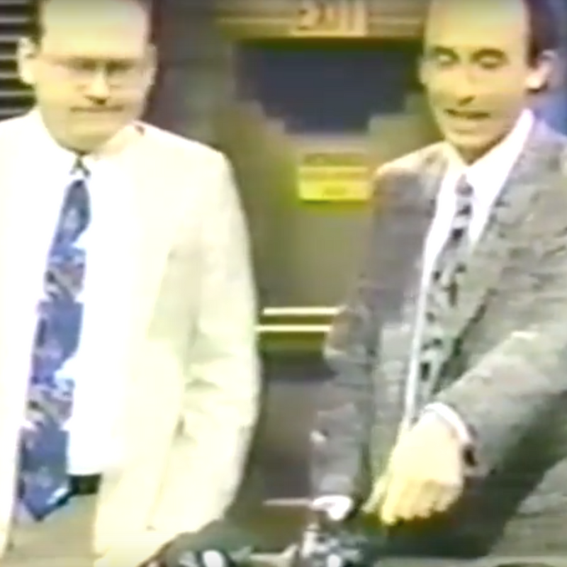 Screen shot of old VHS show with two men