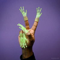 Glow-in-the-Dark Alien Finger Hands - Set of 10