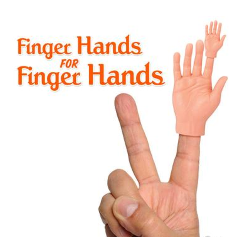 Finger hand for finger hands, hand with a hand finger puppet wearing an even tinier hand finger puppet