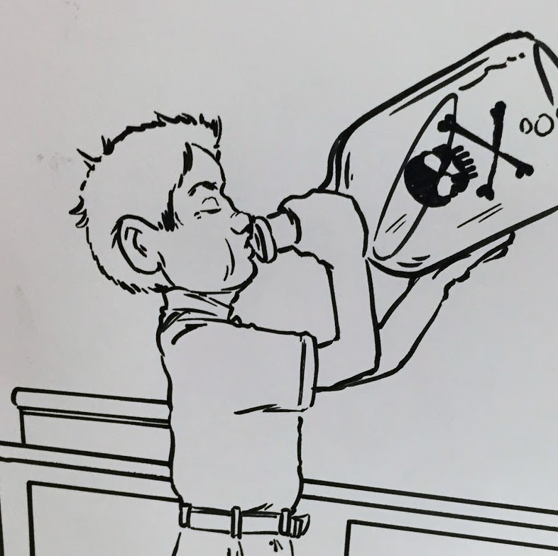 Drawing of child drinking poison
