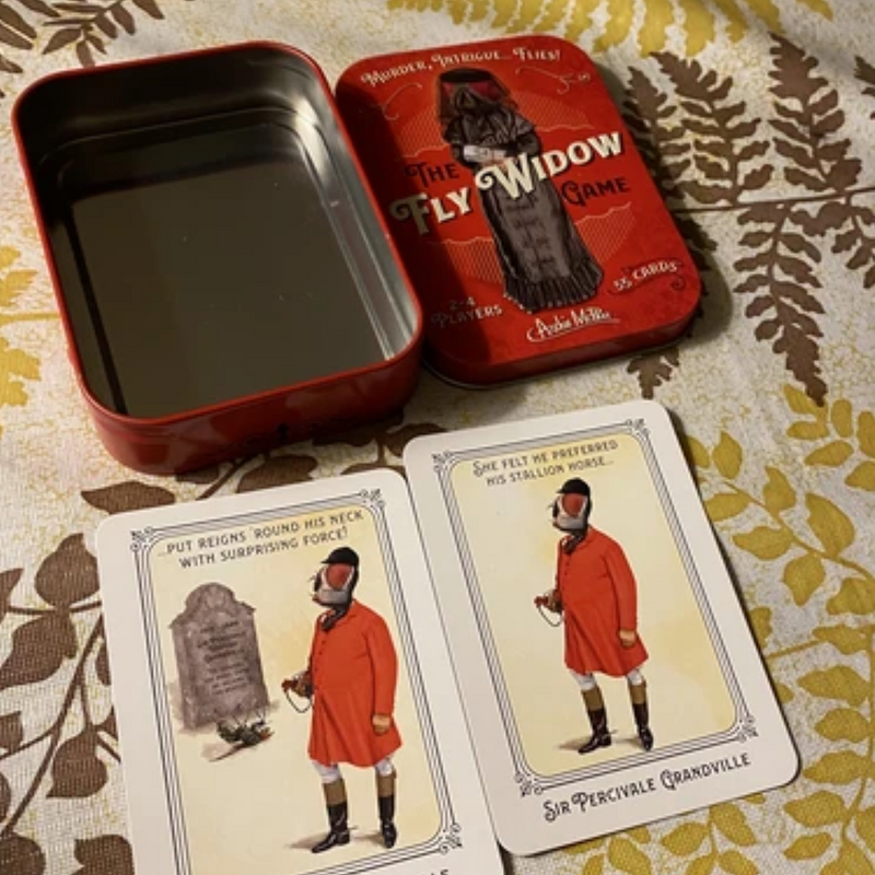 Inside of fly widow game showing cards