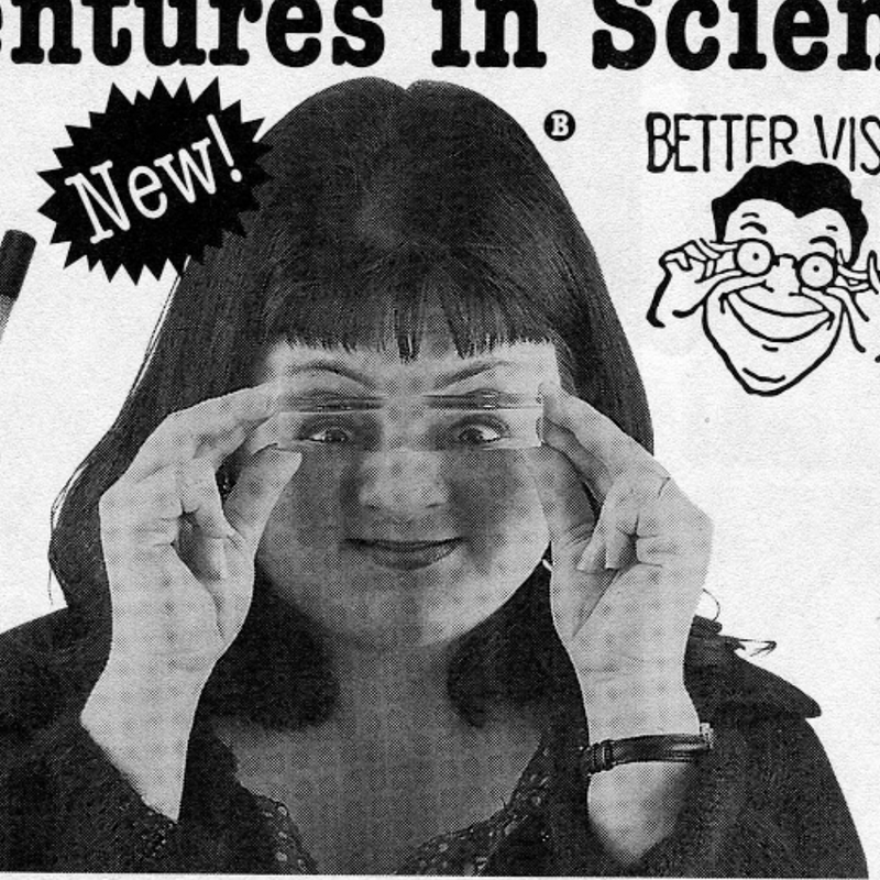 Archie McPhee catalog cover featuring woman with prism