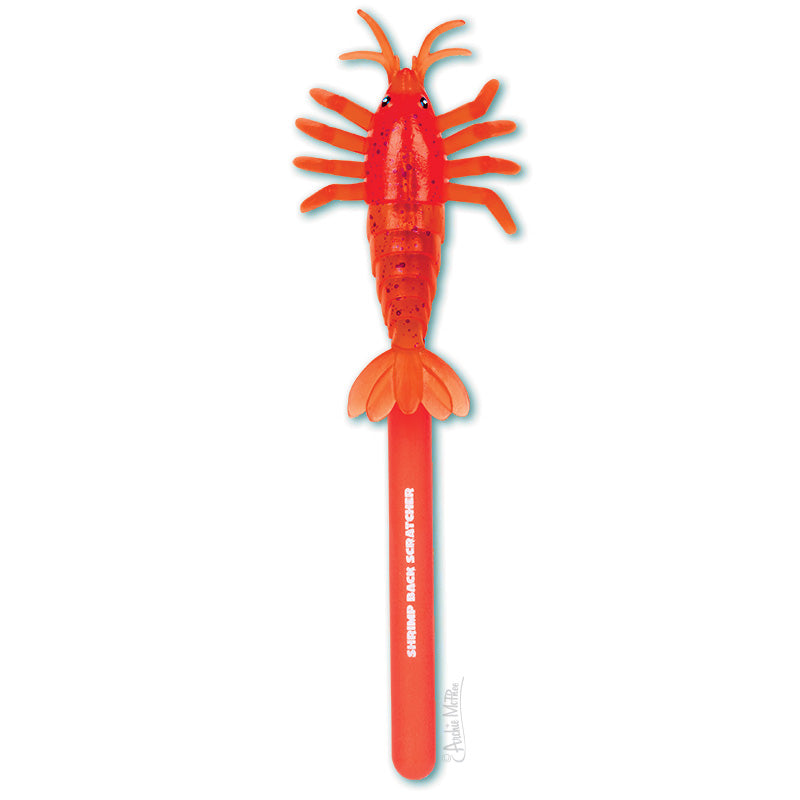 Bright red Shrimp Back Scratcher with a comfortable handle and detailed prawn design for reaching those tricky itches.