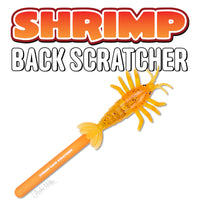 Shrimp Back Scratcher with a telescopic orange handle and detailed prawn design for playful itch relief.