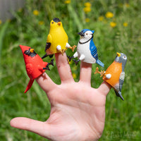 Finger Bird Feeder Birds - Set of 4 Bird Feeder Birds Finger Puppets