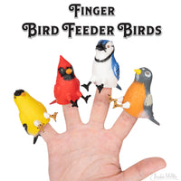 Finger Bird Feeder Birds - Set of 4 Bird Feeder Birds Finger Puppets