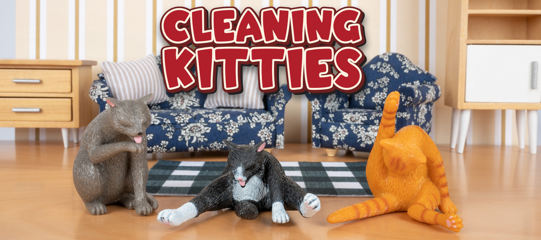 Three Cleaning Kitties