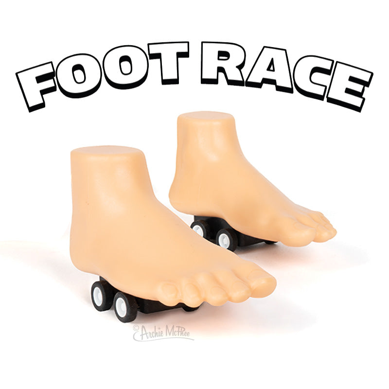 Foot Race - Set of 2 with funny foot racers on wheels for humorous racing fun and kicking back in style.