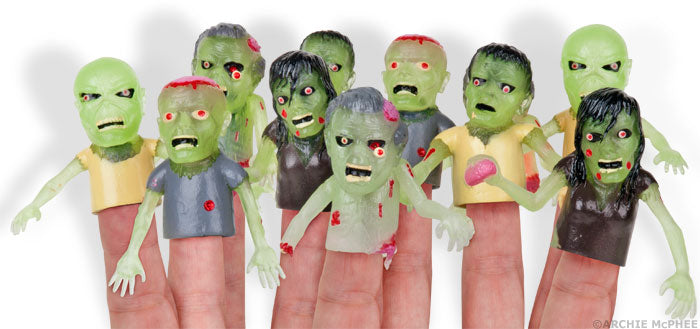 Glow Zombie Finger Puppets - Bulk Box