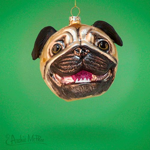 Pug Head Ornament Archie McPhee