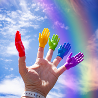 Rainbow Finger Hands - Set of 10