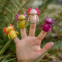 Finger Axolotls - Set of 4 Axolotl Finger Puppets