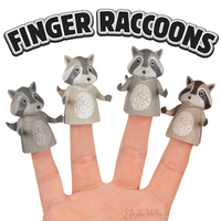 Finger Raccoons - Set of 4 Raccoon Finger Puppets