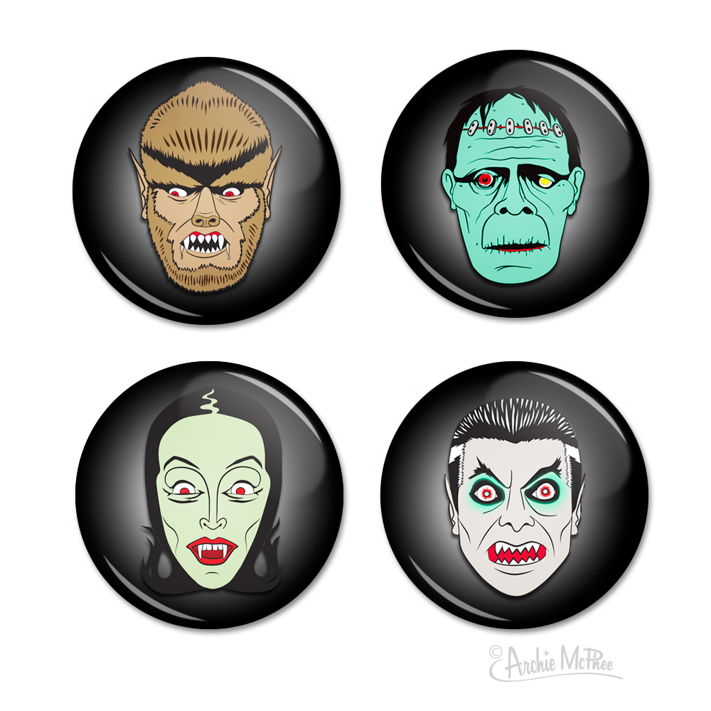 Monster Button Designs Monster Buttons - Set of Four – Archie McPhee