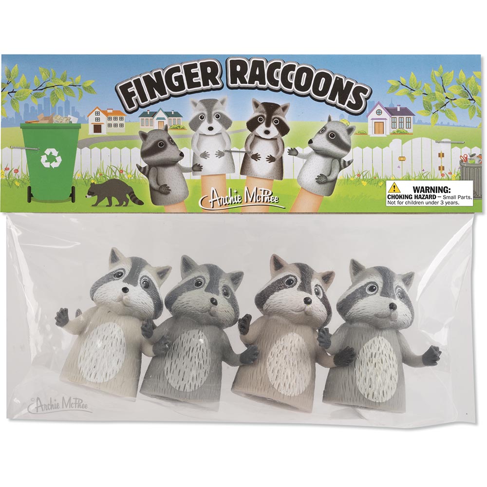 Archie Racoon Finger Raccoons - Set of 4 Raccoon Finger Puppets – Archie McPhee