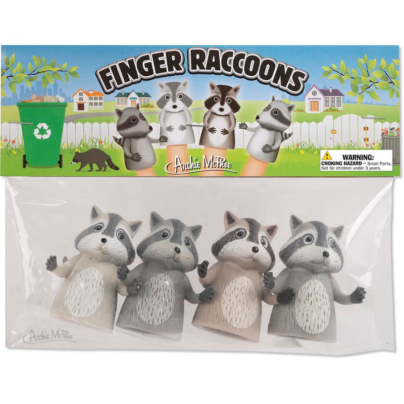 Finger Raccoons - Set of 4 Raccoon Finger Puppets – Archie McPhee