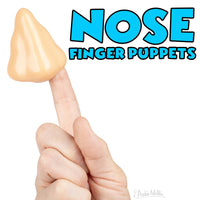 Light-skinned Nose Finger Puppet on a hand with logo 
