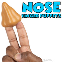 Toy Nose Finger Puppet with two Fingers inside nostrils. Dark Skin Tone