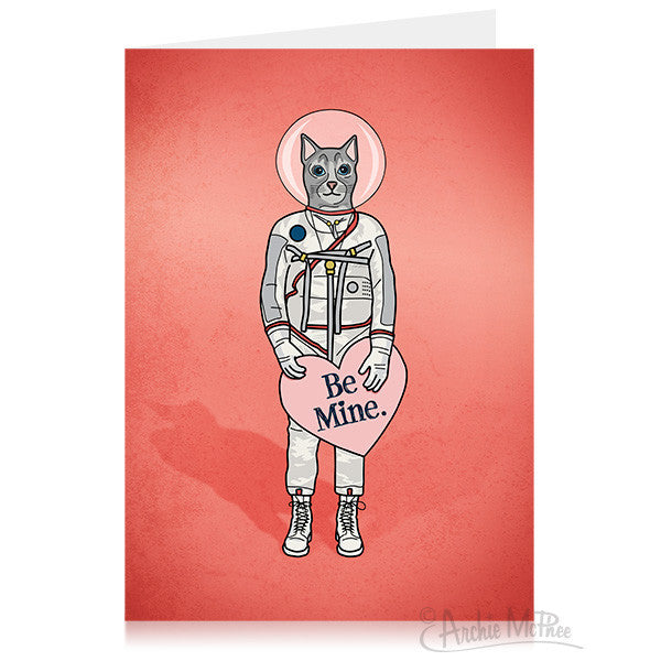 Cat Astronaut Valentine Card