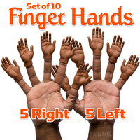 Finger Hands Dark Skin Tone - Set of 10