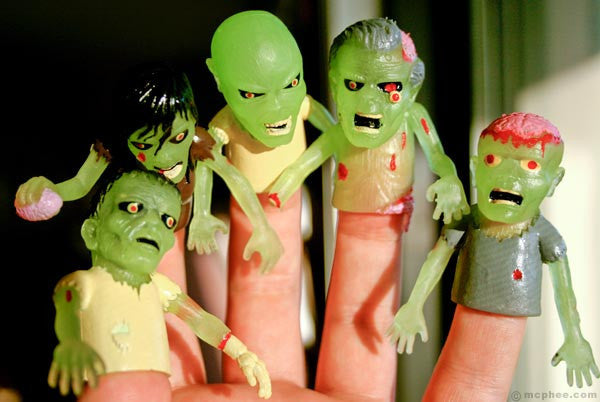 Zombie sales finger puppets