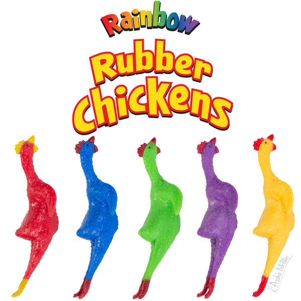 Rainbow Rubber Chickens - Set of 5