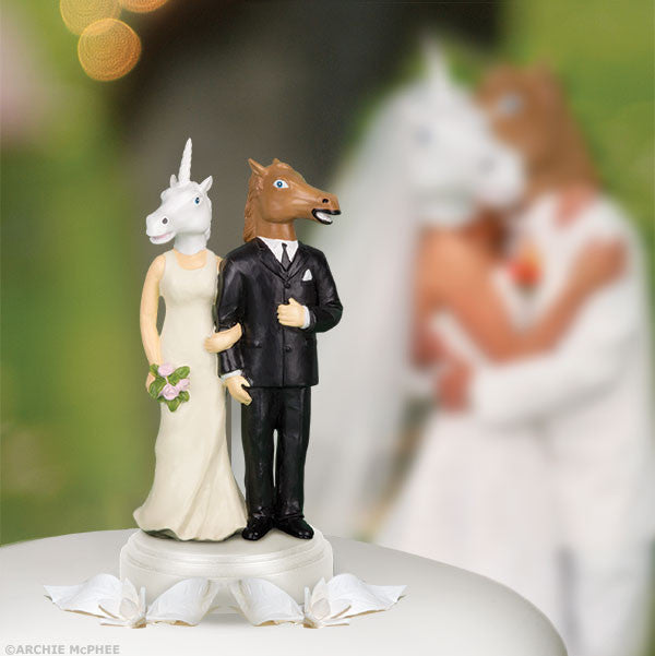 Unicorn and Horse Wedding Cake Topper - Archie McPhee & Co. unicorn-and-horse-wedding-cake-topper-archie-mcphee-co
